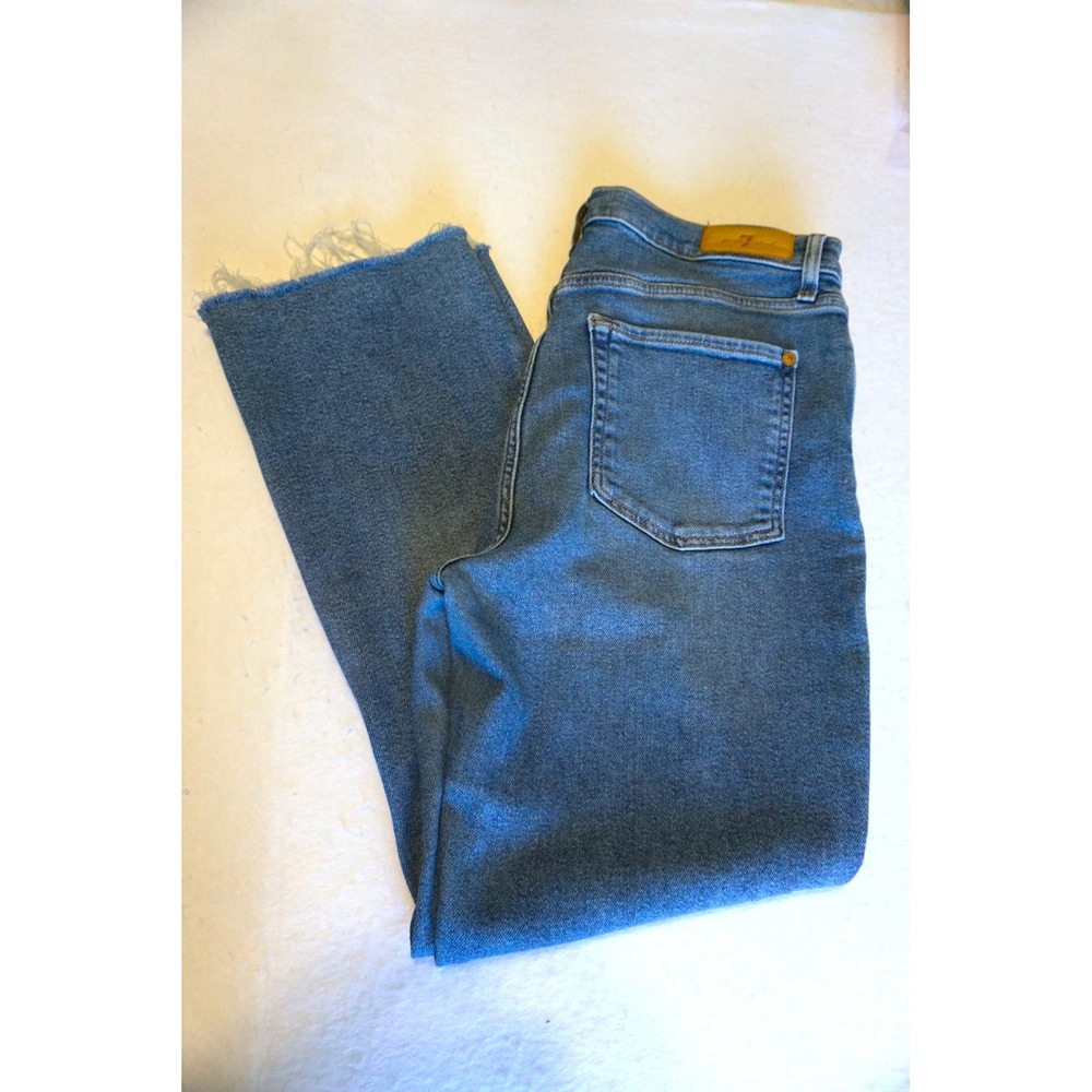 7 For All Mankind Luxe Vintage HW Slim Kick Raw Hem Blue Jeans Size 31‎